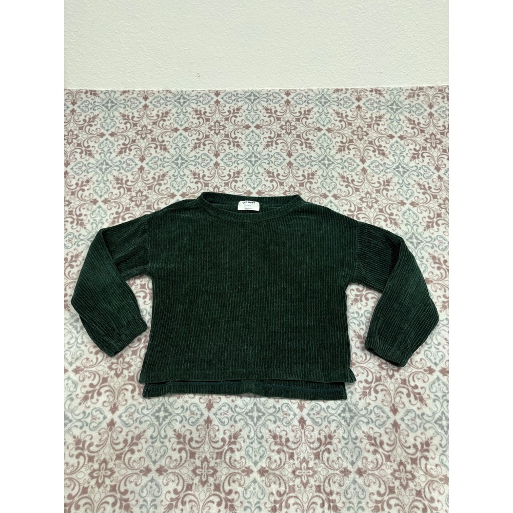 Old Navy Girls Green Chenille Ribbed Knit Cropped Sweater Size L 10-12